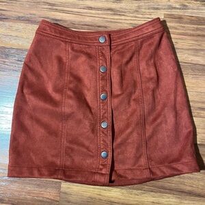 Chic Button-Front Mini Skirt in Rust